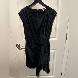 RACHEL Rachel Roy Black Asymmetrical Draped Cap-Sleeve Dress